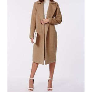 Missguided Kimberly Waterfall Wool Camel Coat
